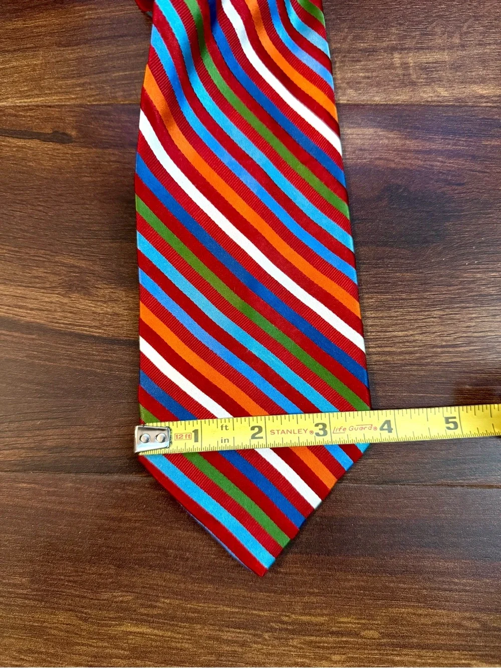 TOMMY HILFIGER Multicolor Diagonal Stripe Tie - Red, Blue, Green, Orange, Whit
